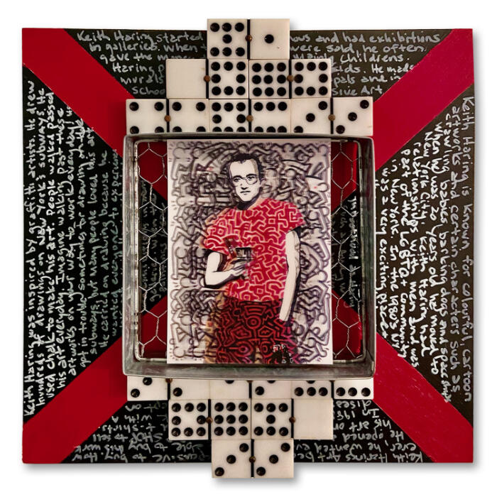 Keith – 12”x12” mixed media on wood SOLD