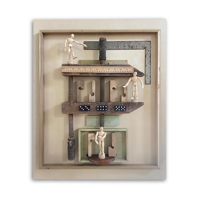 The Press Mixed media construction on wood. 24" X 30" SOLD