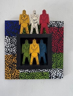 Bill Ding - 12" x 12" Mixed Media Construction - $400