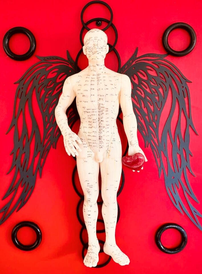 Simply Red - 24" x 30" - Mixed Media - SOLD